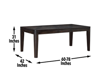 Sunvega Antique Charcoal Dining Table with Expandable Leaf for Eight Guests