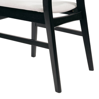 Sunvega Mid-Century Modern Upholstered Dining Chairs with Rubberwood Legs Set of 2