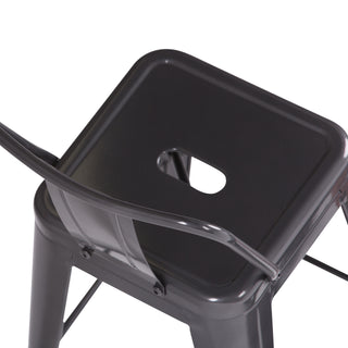Sunvega Industrial Metal Counter Height Stool Set of 2 with Curved Back