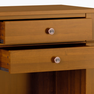 Sunvega Light Golden Brown Solid Wood Bedside Table with Two Spacious Drawers
