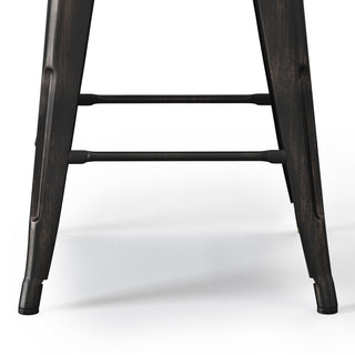 Sunvega Industrial Metal Counter Height Stool Set of 2 in Distressed Black