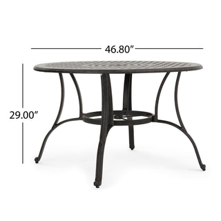 Sunvega Traditional Cast Aluminum Outdoor Dining Table with Lattice Design