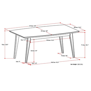 Sunvega Handcrafted Mid-Century Modern Oak Veneer Dining Table for 6