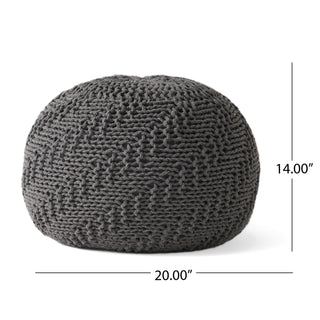 Sunvega Handmade Knit Weave Round Pouf from Recycled PET Yarn for Indoor Outdoor