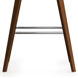 Sunvega Mid Century Modern Bentwood Stool with Vegan Faux Leather Seat and Back
