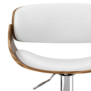 Sunvega Adjustable Swivel Bar Stool with White Vegan Faux Leather Upholstery