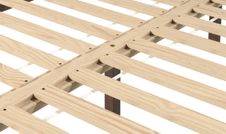 Sunvega Queen Platform Bed in Natural Finish with 28-Slat Support and 650lb Capacity