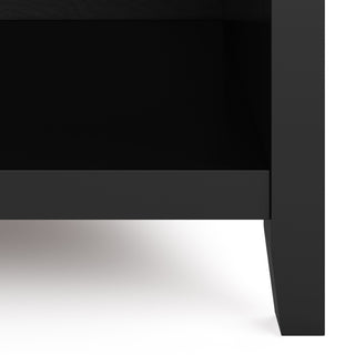 Sunvega Black Transitional Wood Bedside Table with Drawer and Storage Shelf
