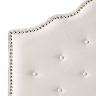 Sunvega Queen Size Upholstered Headboard with Tufted Design and Nailhead Trim