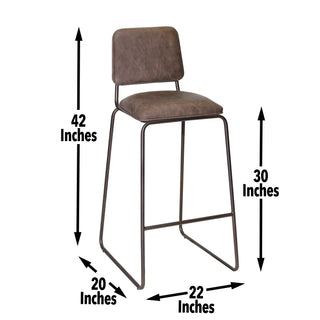 Sunvega Brown Barstool with Metal Footrest and Shaped Seat for 42 Inch Counters