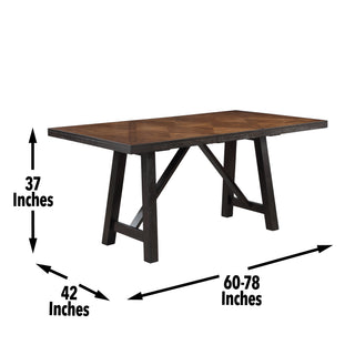 Sunvega Modern Farmhouse Counter Table With 18 Inch Leaf In Ebony And Honey