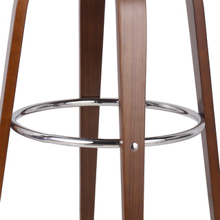 Sunvega Mid-Century Modern Swivel Barstool with Faux Leather Upholstery and Walnut Frame