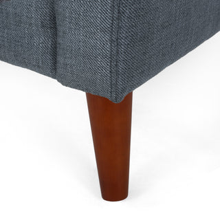 Sunvega Mid-Century Modern Armchair with Tufted Waffle Stitch and Tapered Brown Legs