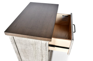 Sunvega Rustic Farmhouse Nightstand with Honey Smoke Accent Tops
