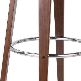 Sunvega Mid-Century Modern Swivel Barstool with Faux Leather Upholstery and Walnut Frame
