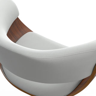 Sunvega Adjustable Swivel Bar Stool with White Vegan Faux Leather Upholstery