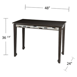 Sunvega Traditional Counter Height Table with Black and White Marble Apron