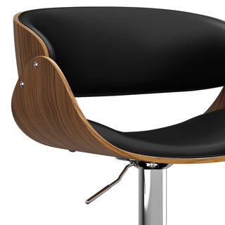 Sunvega Adjustable Swivel Bar Stool with Black Vegan Faux Leather Upholstery