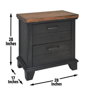 Sunvega Rustic Farmhouse Nightstand with Two Ultra-Deep Planked Drawers