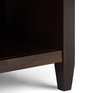 Sunvega Dark Tobacco Brown Solid Wood Bedside Table with Two Spacious Drawers