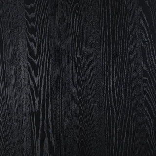 Sunvega Distressed Black Round Dining Table with Hand-Stained Oak Veneer Finish