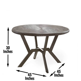 Sunvega Alamo Round Dining Table with Geometric Metal Base and Parquet Top