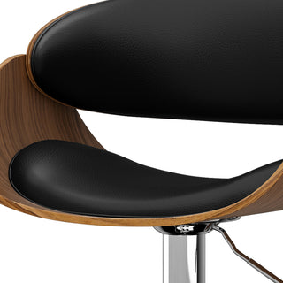 Sunvega Adjustable Swivel Bar Stool with Black Vegan Faux Leather Upholstery