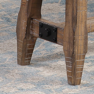 Sunvega Rustic Driftwood Finish Pine and Rubberwood Upholstered Bench