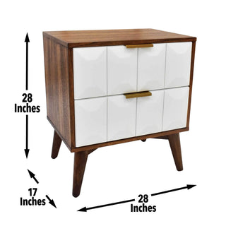 Sunvega Burnished Walnut Acacia Wood Nightstand with Two Dovetail Drawers